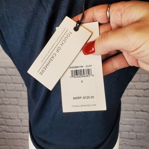 7 For All Mankind Vintage Scoop Tank Top Navy sz S - Picture 9 of 10